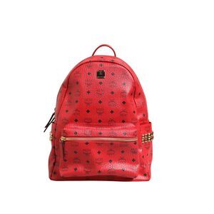 MCM Medium Stark Studded Visetos Backpack - Women's Red